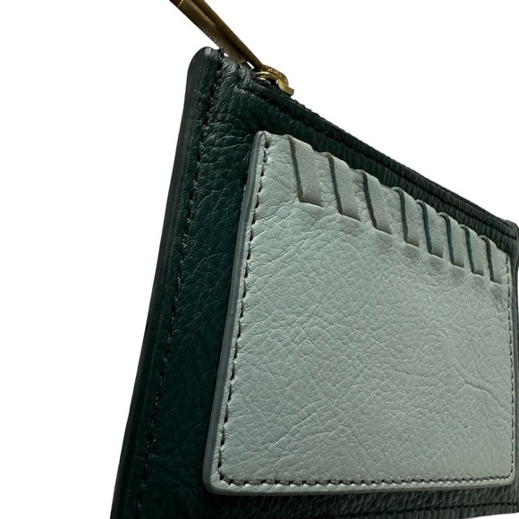 Fossil Shelby Zip Coin Green Leather Card Holder - Picture 6 of 7